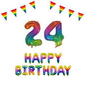 24 jaar Verjaardag Versiering Pakket Regenboog