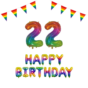 22 jaar Verjaardag Versiering Pakket Regenboog