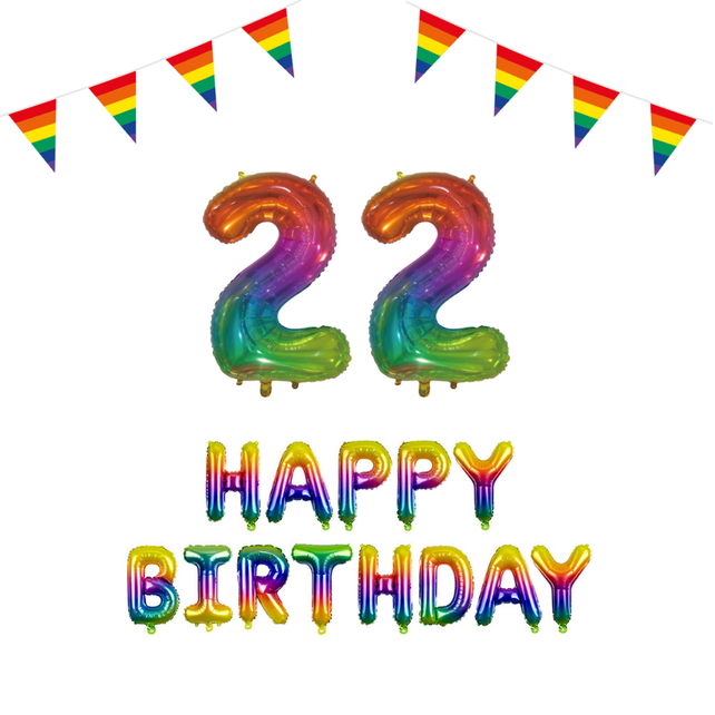 22 jaar Verjaardag Versiering Pakket Regenboog