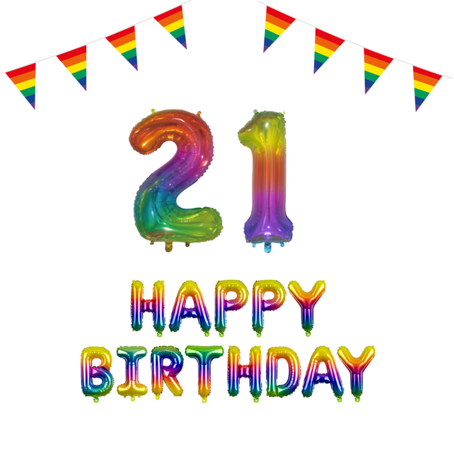 21 jaar Verjaardag Versiering Pakket Regenboog