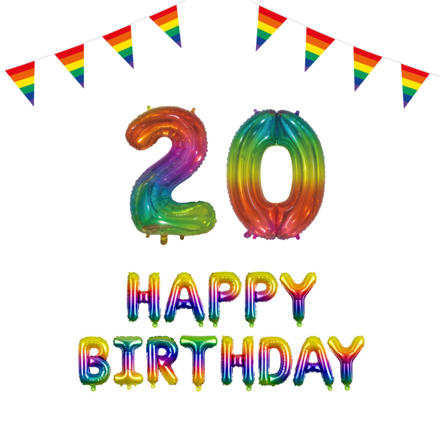 20 jaar Verjaardag Versiering Pakket Regenboog