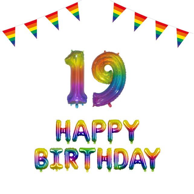 19 jaar Verjaardag Versiering Pakket Regenboog