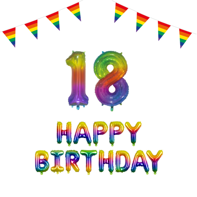 18 jaar Verjaardag Versiering Pakket Regenboog