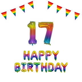 17 jaar Verjaardag Versiering Pakket Regenboog