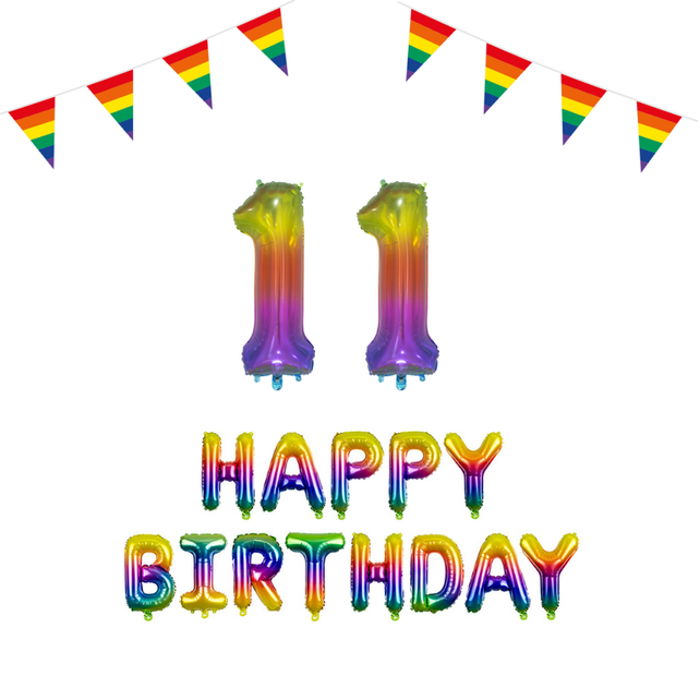 11 jaar Verjaardag Versiering Pakket Regenboog