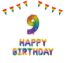 9 jaar Verjaardag Versiering Pakket Regenboog