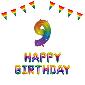 9 jaar Verjaardag Versiering Pakket Regenboog