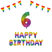 6 jaar Verjaardag Versiering Pakket Regenboog
