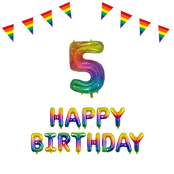 5 jaar Verjaardag Versiering Pakket Regenboog