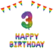 3 jaar Verjaardag Versiering Pakket Regenboog
