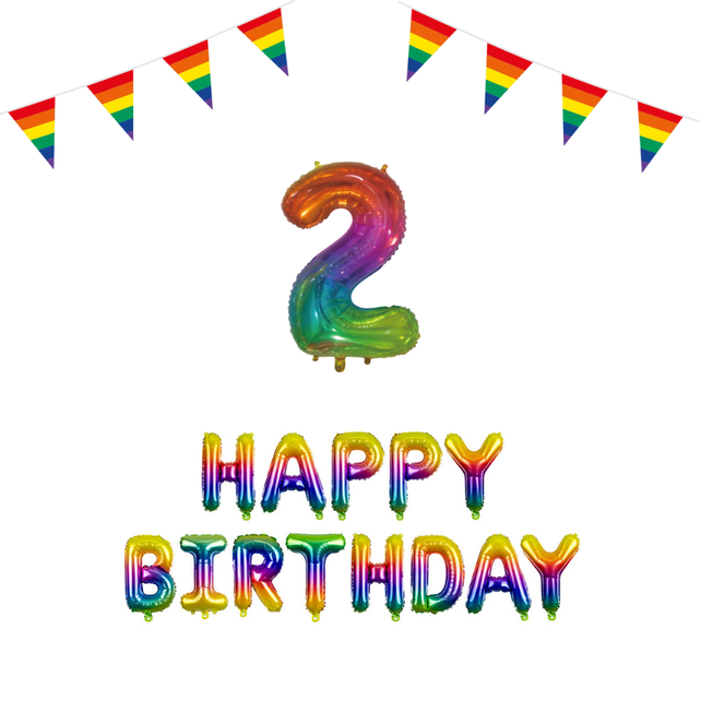 2 jaar Verjaardag Versiering Pakket Regenboog