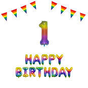 1 jaar Verjaardag Versiering Pakket Regenboog
