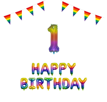 1 jaar Verjaardag Versiering Pakket Regenboog
