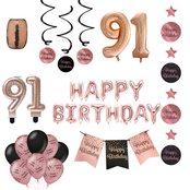 91 jaar Verjaardag Versiering Pakket Rose Gold