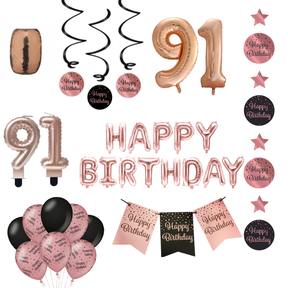 91 jaar Verjaardag Versiering Pakket Rose Gold