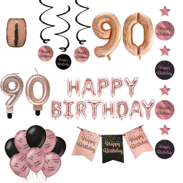 90 jaar Verjaardag Versiering Pakket Rose Gold
