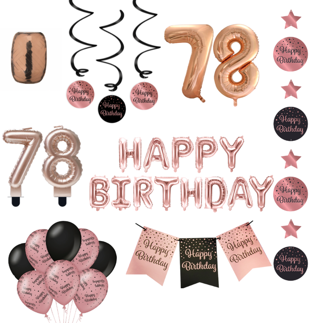 78 jaar Verjaardag Versiering Pakket Rose Gold