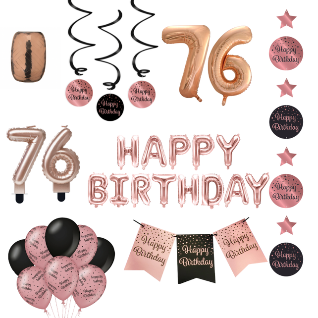 76 jaar Verjaardag Versiering Pakket Rose Gold 76 jaar Verjaardag Versiering Pakket Rose Gold