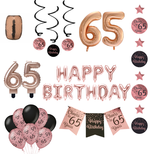 65 jaar Verjaardag Versiering Pakket Rose Gold