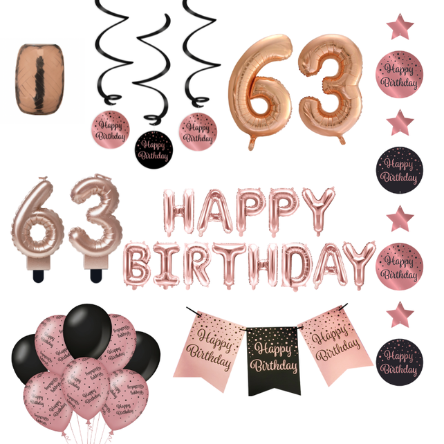 63 jaar Verjaardag Versiering Pakket Rose Gold