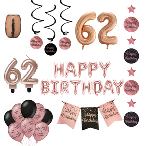 62 jaar Verjaardag Versiering Pakket Rose Gold