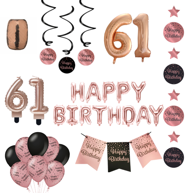 61 jaar Verjaardag Versiering Pakket Rose Gold