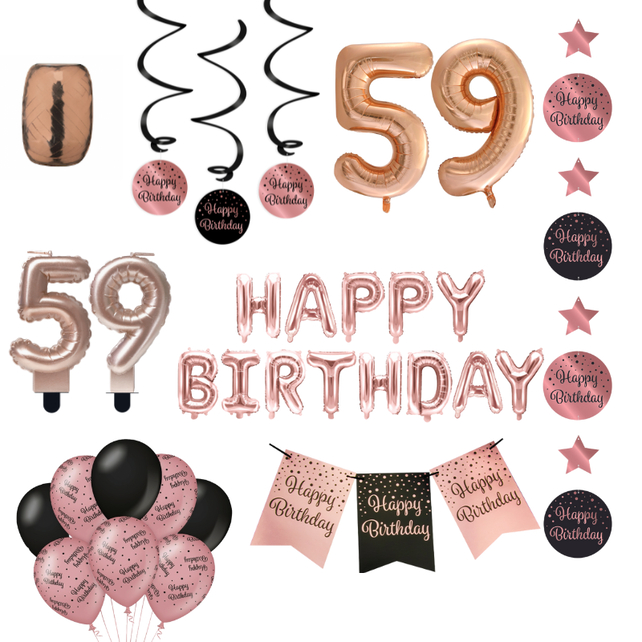 59 jaar Verjaardag Versiering Pakket Rose Gold