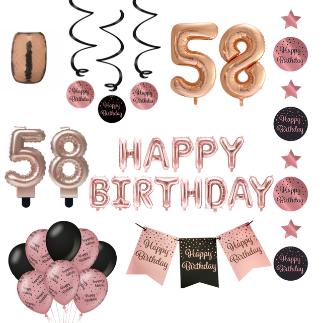 58 jaar Verjaardag Versiering Pakket Rose Gold