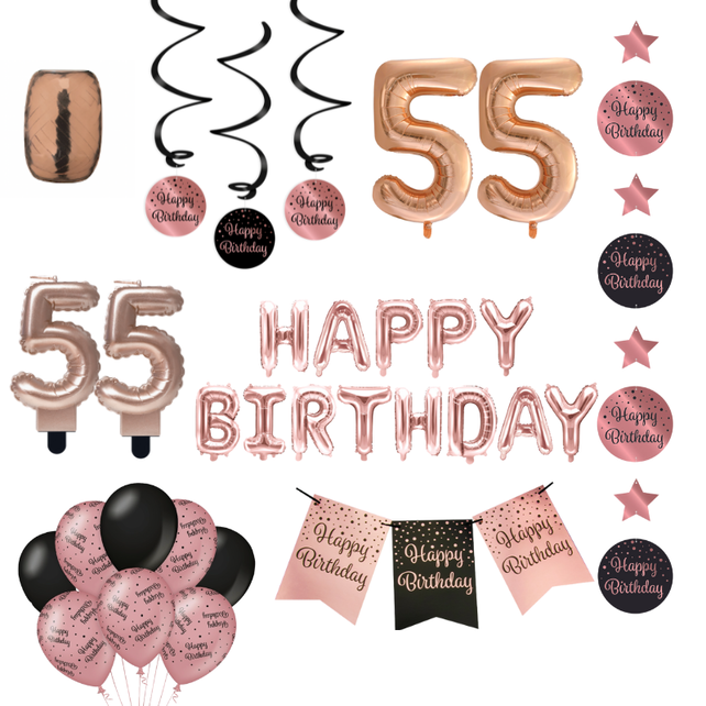 55 jaar Verjaardag Versiering Pakket Rose Gold