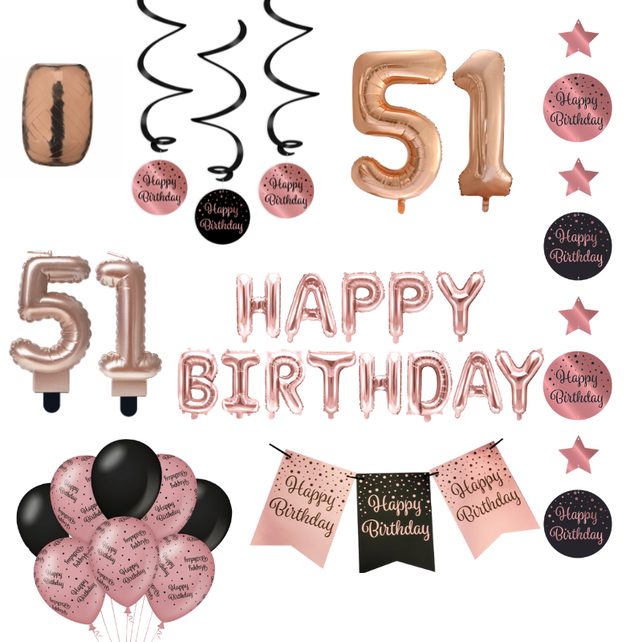 51 jaar Verjaardag Versiering Pakket Rose Gold