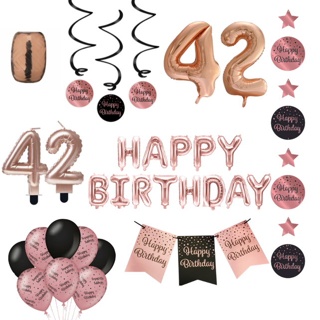 42 jaar Verjaardag Versiering Pakket Rose Gold