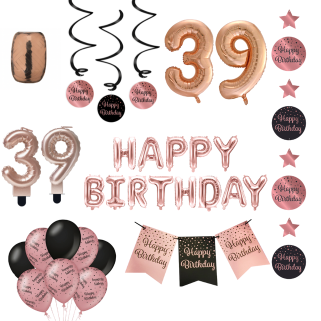 39 jaar Verjaardag Versiering Pakket Rose Gold
