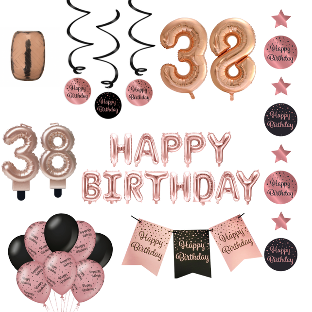38 jaar Verjaardag Versiering Pakket Rose Gold