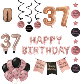 37 jaar Verjaardag Versiering Pakket Rose Gold