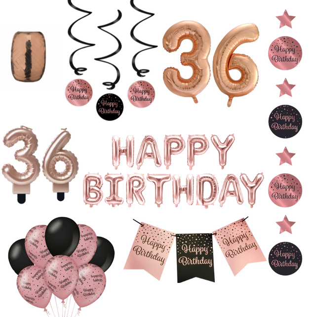 36 jaar Verjaardag Versiering Pakket Rose Gold