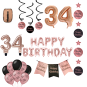 34 jaar Verjaardag Versiering Pakket Rose Gold