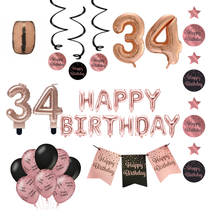 34 jaar Verjaardag Versiering Pakket Rose Gold