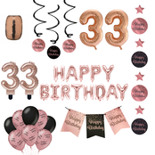 33 jaar Verjaardag Versiering Pakket Rose Gold