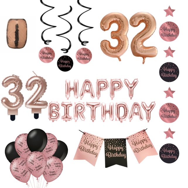32 jaar Verjaardag Versiering Pakket Rose Gold