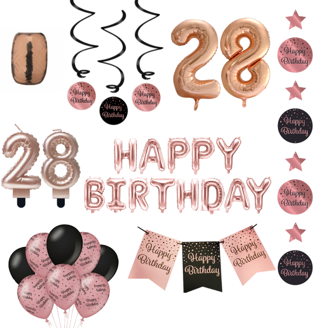 28 jaar Verjaardag Versiering Pakket Rose Gold
