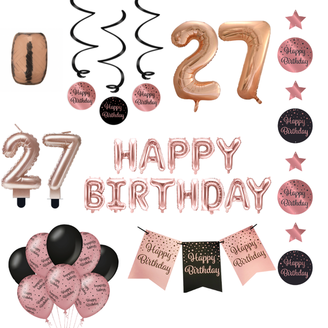 27 jaar Verjaardag Versiering Pakket Rose Gold