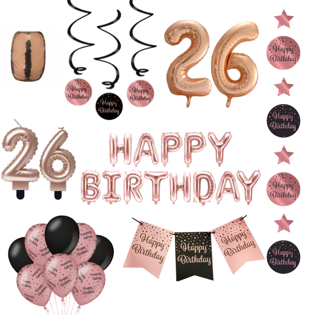 26 jaar Verjaardag Versiering Pakket Rose Gold