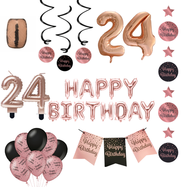 24 jaar Verjaardag Versiering Pakket Rose Gold