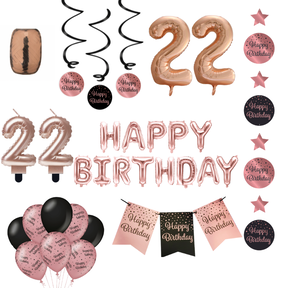 22 jaar Verjaardag Versiering Pakket Rose Gold