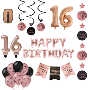 16 jaar Verjaardag Versiering Pakket Rose Gold