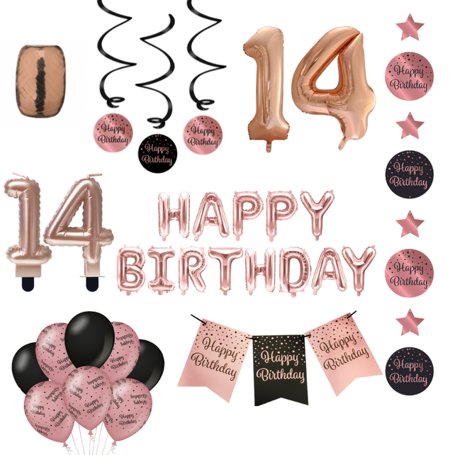 14 jaar Verjaardag Versiering Pakket Rose Gold