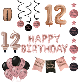 12 jaar Verjaardag Versiering Pakket Rose Gold