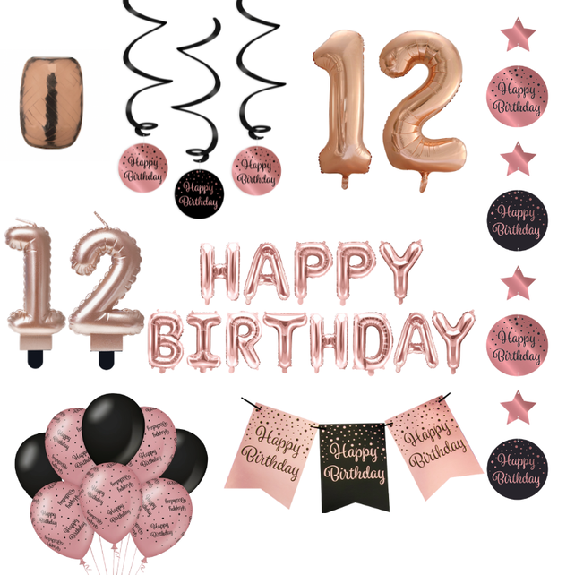 12 jaar Verjaardag Versiering Pakket Rose Gold