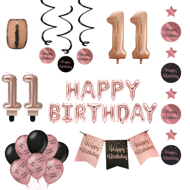 11 jaar Verjaardag Versiering Pakket Rose Gold