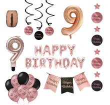 9 jaar Verjaardag Versiering Pakket Rose Gold
